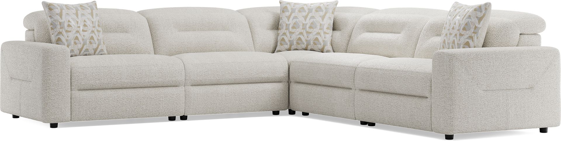 Belia Beige 5 Pc Dual Power Reclining Sectional - Image 3