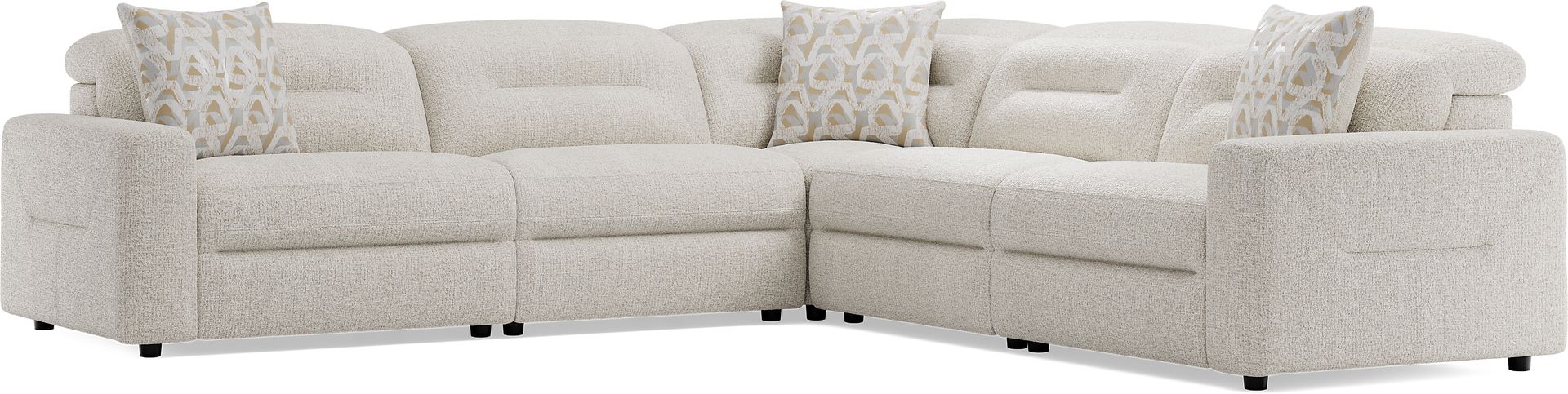Belia Beige 5 Pc Dual Power Reclining Sectional - Image 3