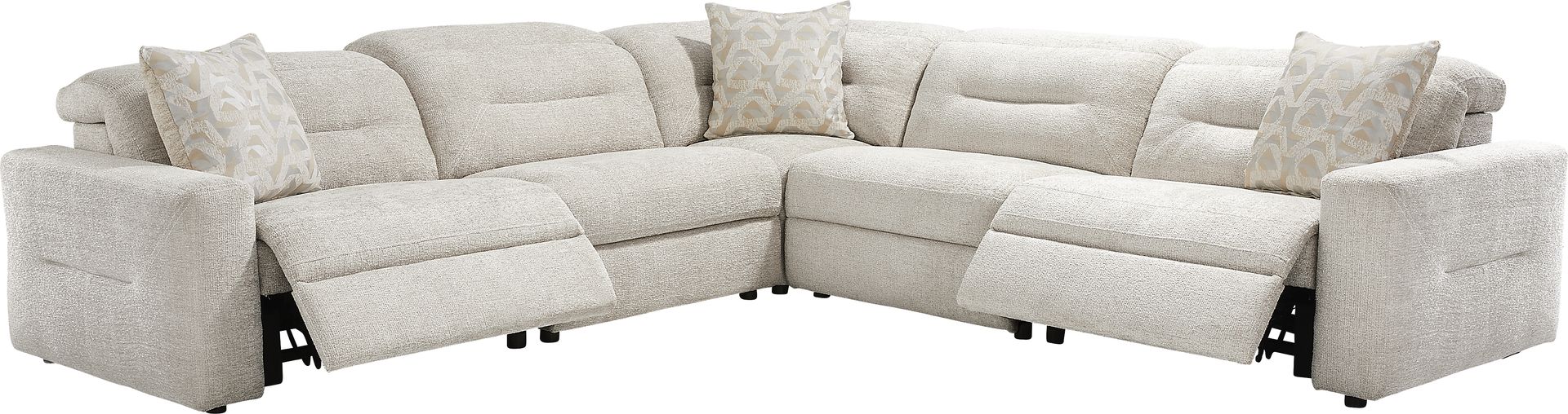 Belia Beige 5 Pc Dual Power Reclining Sectional - Image 4
