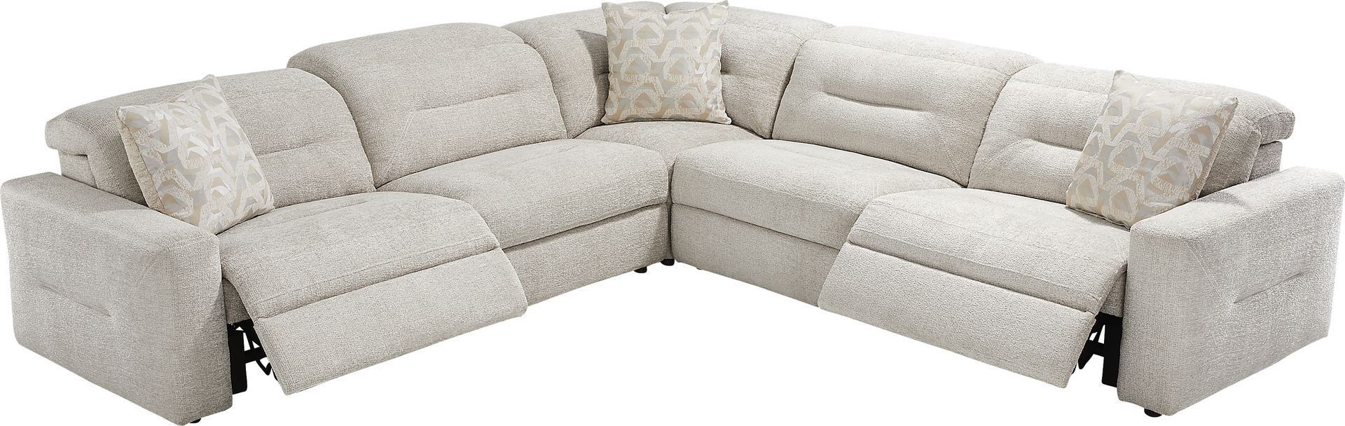 Belia Beige 5 Pc Dual Power Reclining Sectional - Image 5