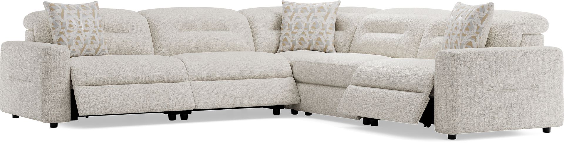 Belia Beige 5 Pc Dual Power Reclining Sectional - Image 1