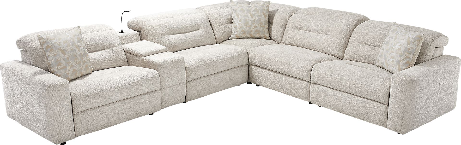 Belia Beige 6 Pc Dual Power Reclining Sectional - Image 3