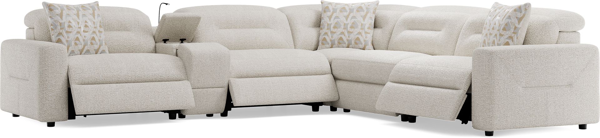 Belia Beige 6 Pc Dual Power Reclining Sectional - Image 3
