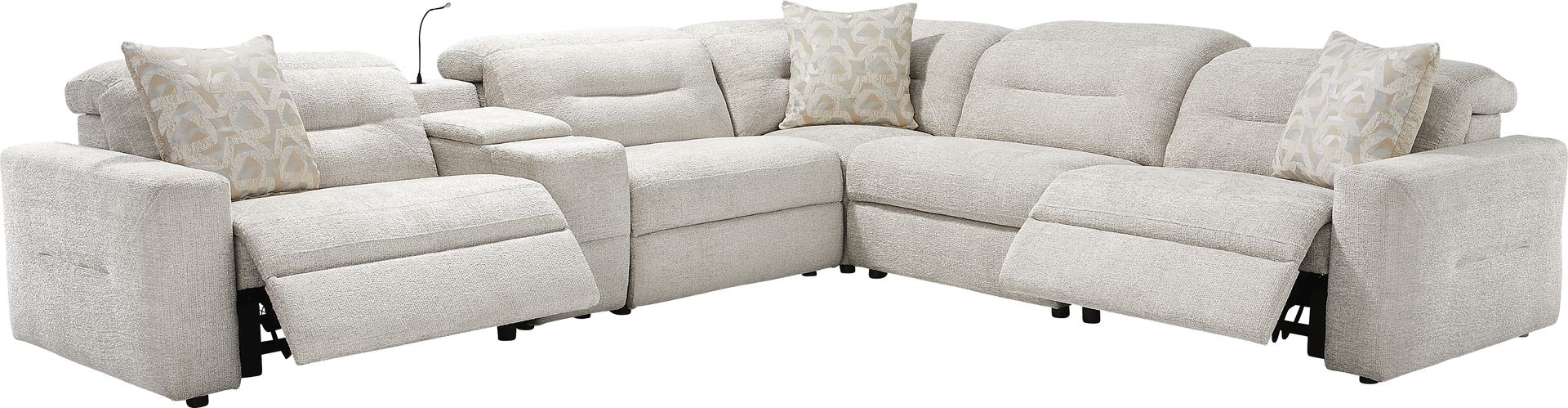 Belia Beige 6 Pc Dual Power Reclining Sectional - Image 4