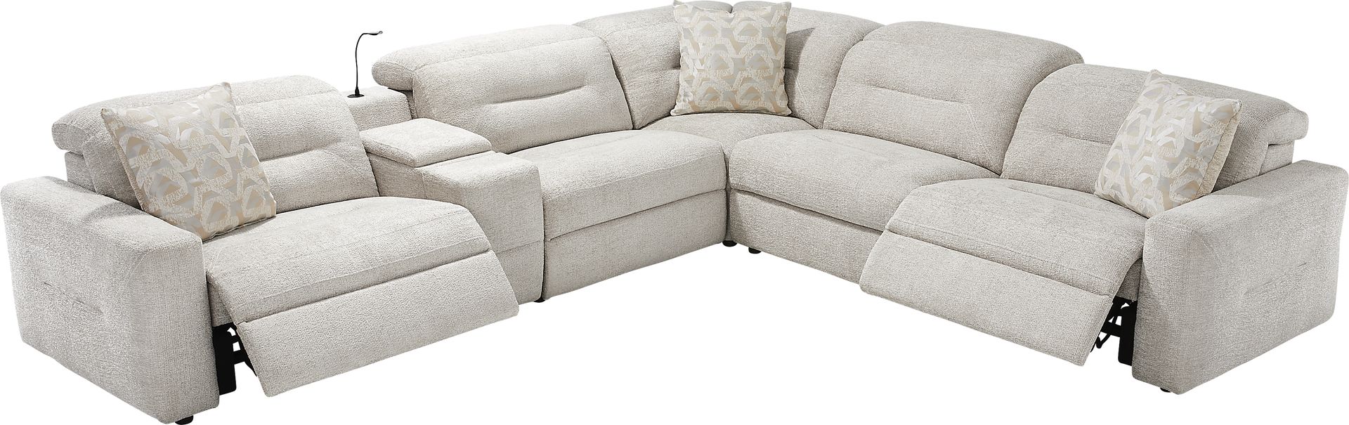 Belia Beige 6 Pc Dual Power Reclining Sectional - Image 5