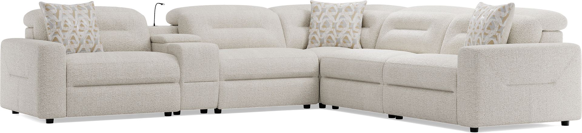 Belia Beige 6 Pc Dual Power Reclining Sectional - Image 1