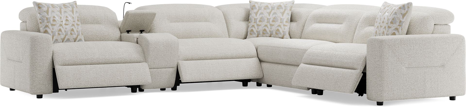 Belia Beige 6 Pc Dual Power Reclining Sectional - Image 1