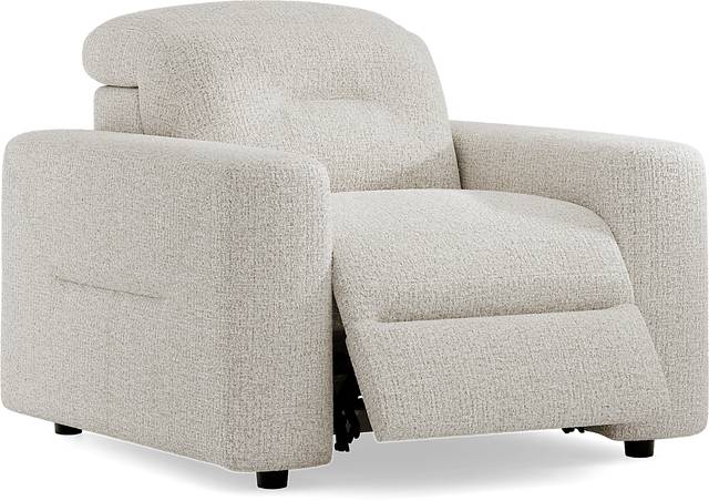 Belia Beige Dual Power Recliner - Thumbnail - Image 1