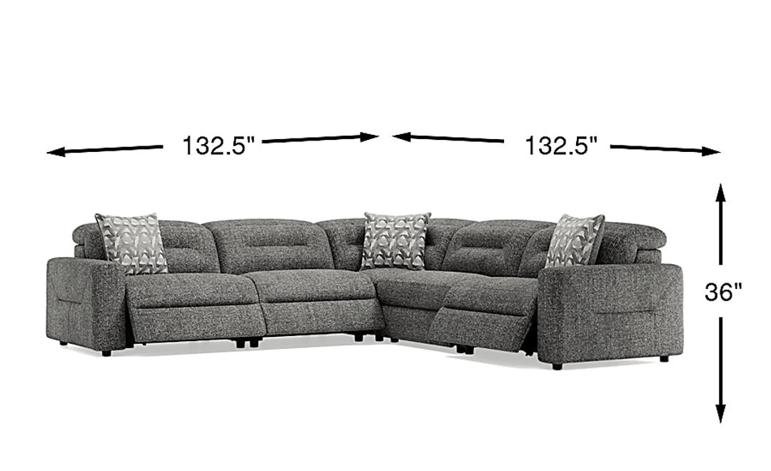 Belia 5 Pc Dual Power Reclining Sectional