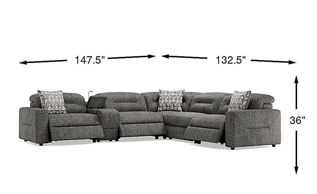 Belia 6 Pc Dual Power Reclining Sectional