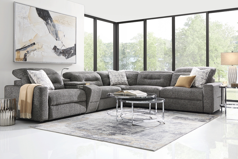 Belia Gray 6 Pc Dual Power Reclining Sectional