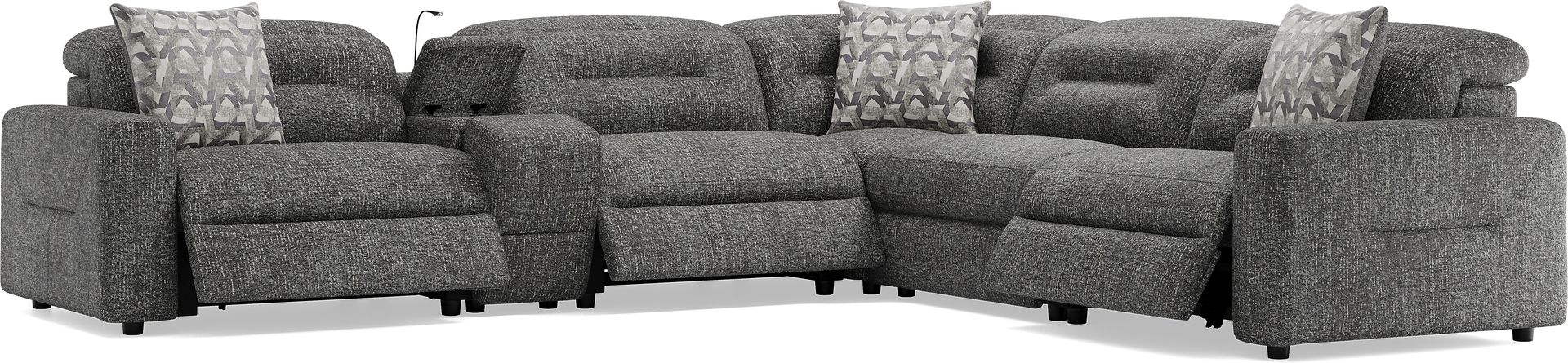 Belia Gray 6 Pc Dual Power Reclining Sectional - Image 1