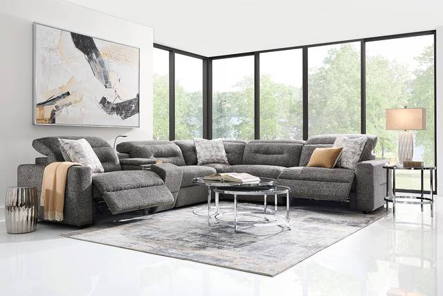 Belia Gray 6 Pc Dual Power Reclining Sectional - Thumbnail - Image 2