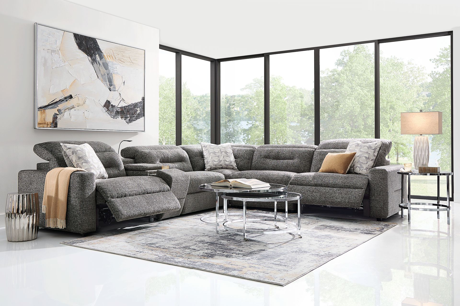 Belia Gray 6 Pc Dual Power Reclining Sectional - Image 2