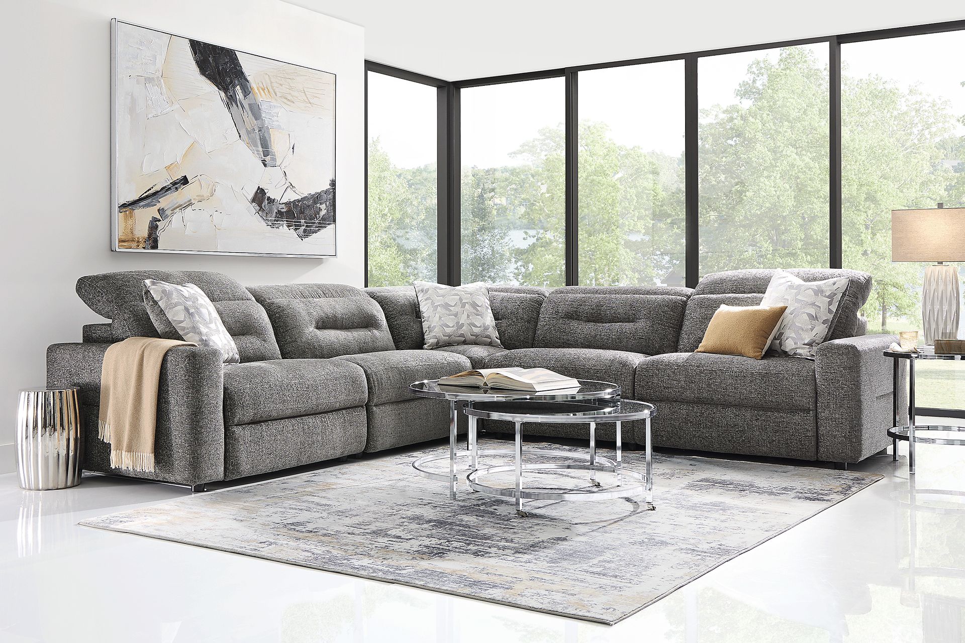 Belia Gray 8 Pc Dual Power Reclining Sectional Living Room - Image 1