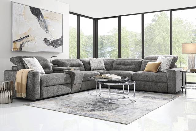 Belia Gray 9 Pc Dual Power Reclining Sectional Living Room - Thumbnail - Image 1