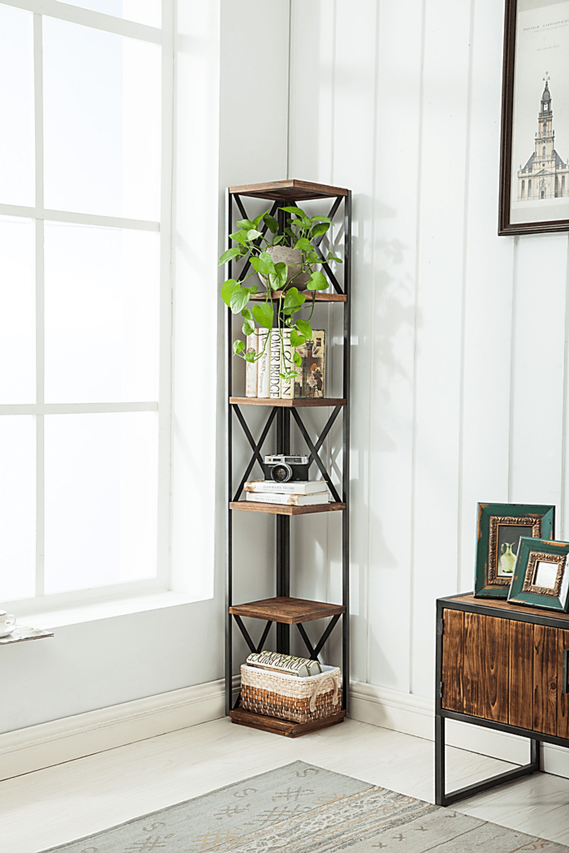 Belinan Brown Corner Bookshelf - Image 7