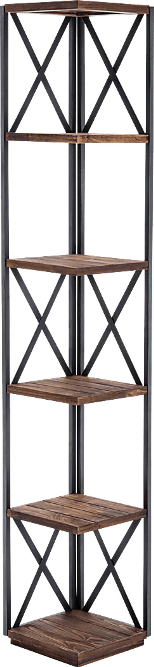 Belinan Brown Corner Bookshelf - Thumbnail - Image 1