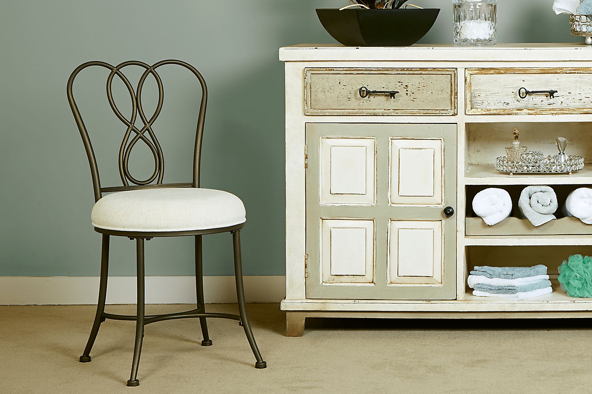 Belinda Cream Vanity Stool - Image 5