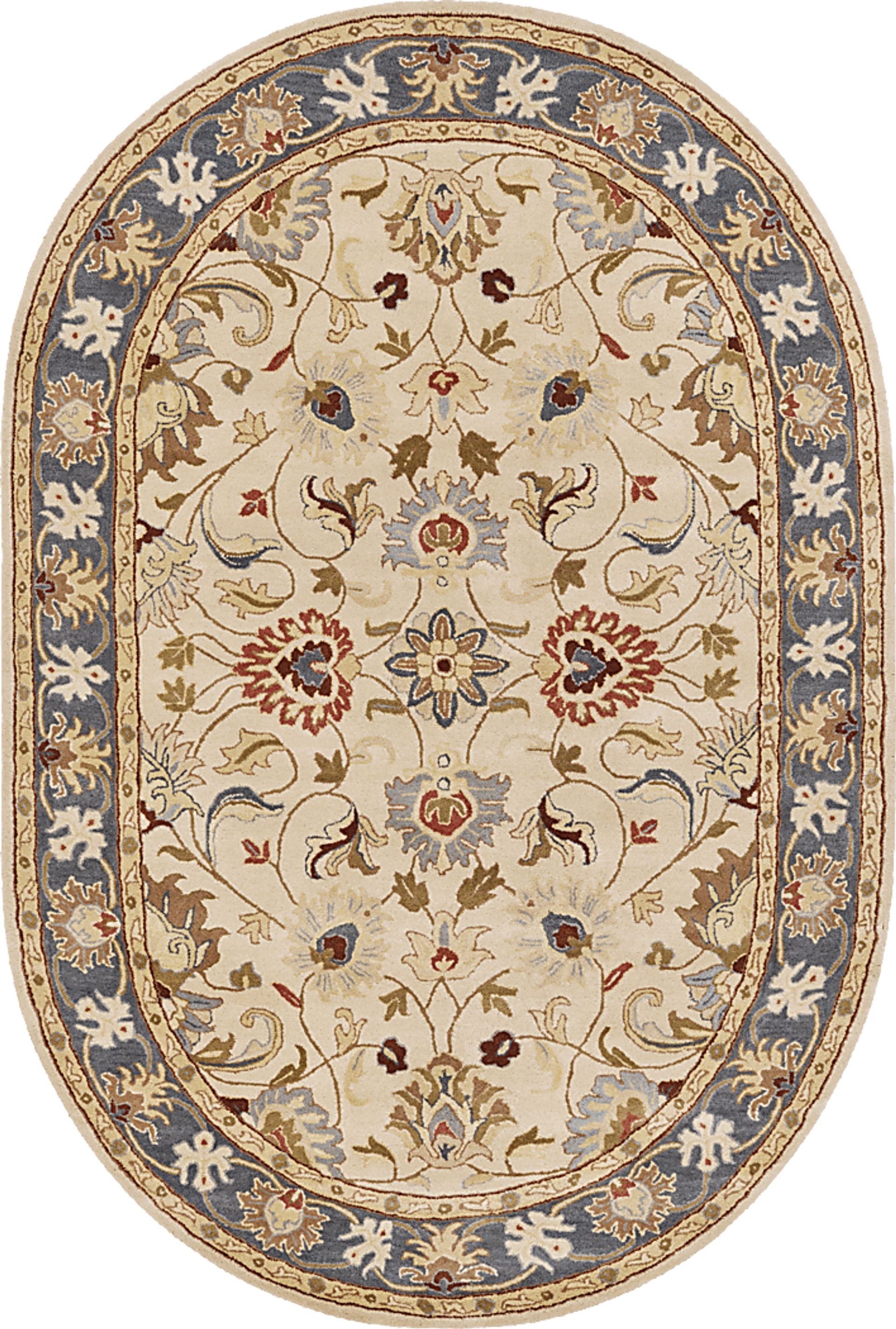 Belinera Beige 6' x 9' Oval Rug - Image 1