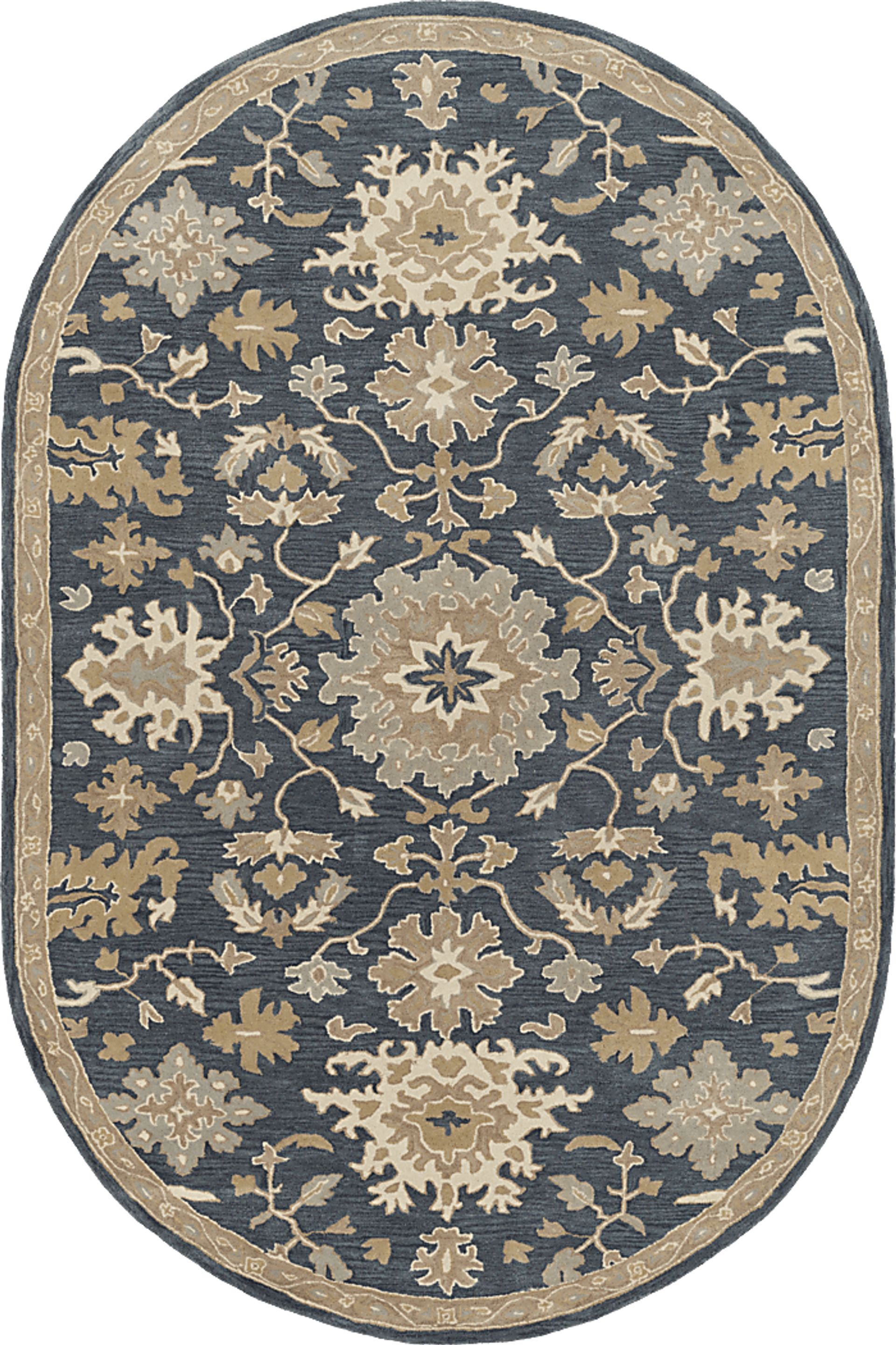 Belinera IV Navy 6' x 9' Oval Rug - Image 1