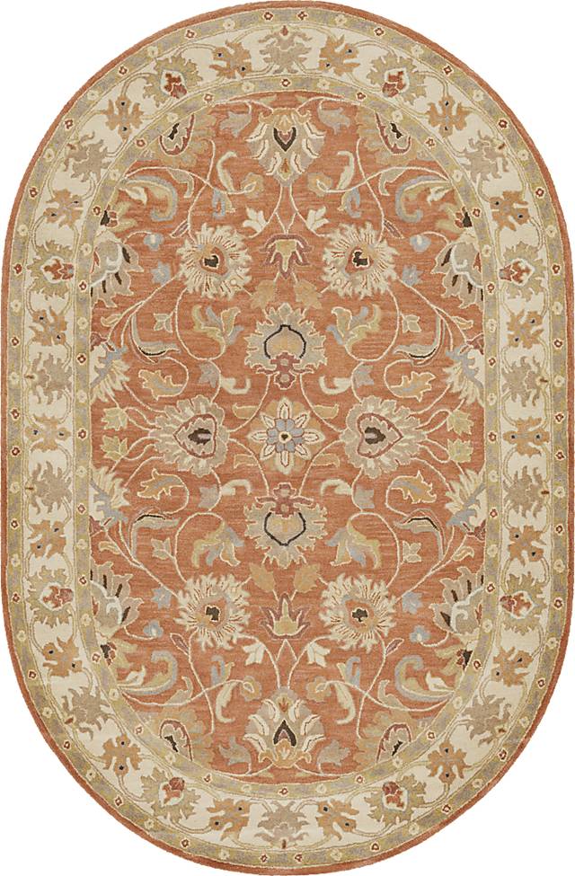Belinera Orange 6' x 9' Oval Rug - Thumbnail - Image 1