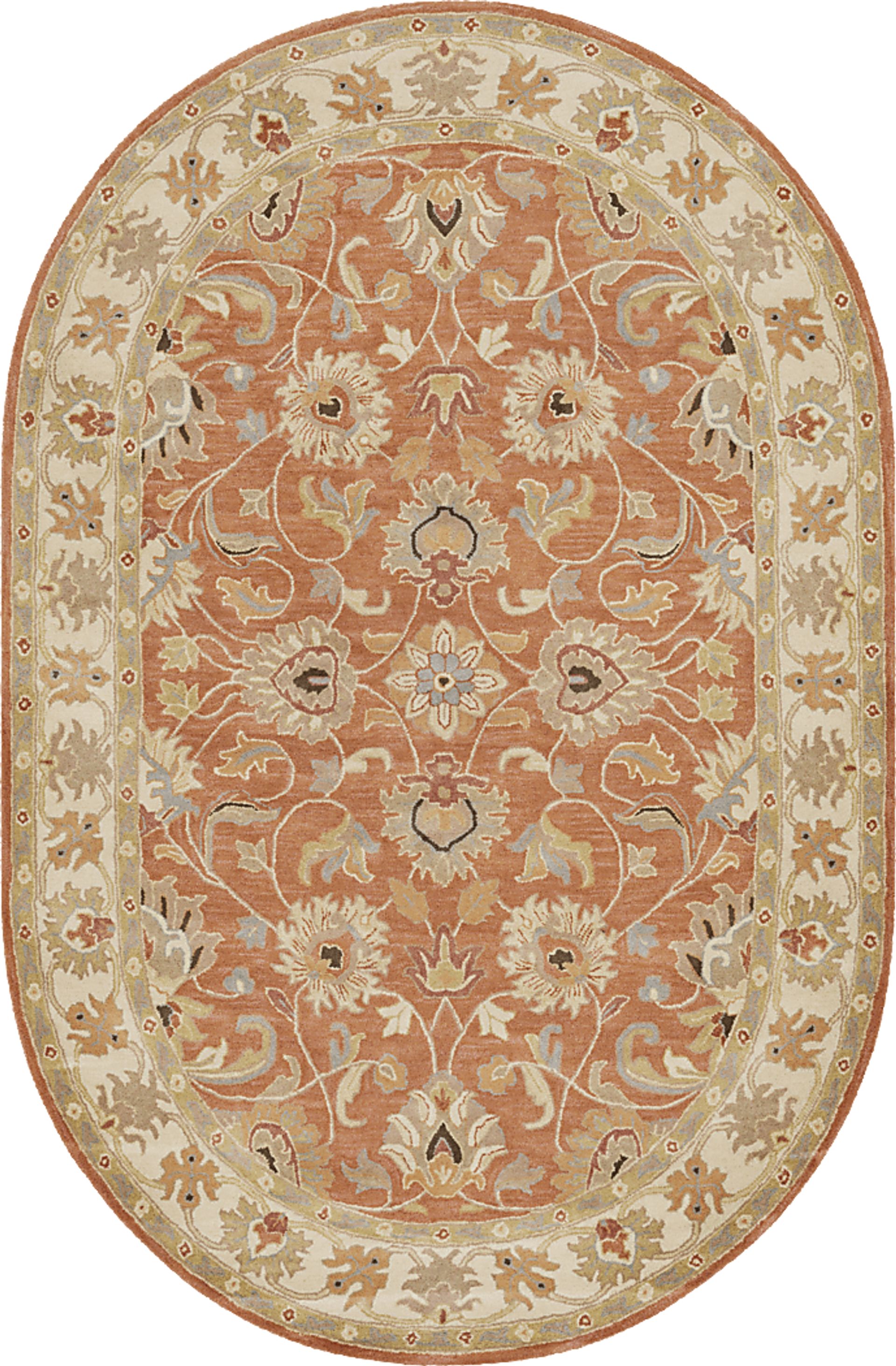 Belinera Orange 6' x 9' Oval Rug - Image 1