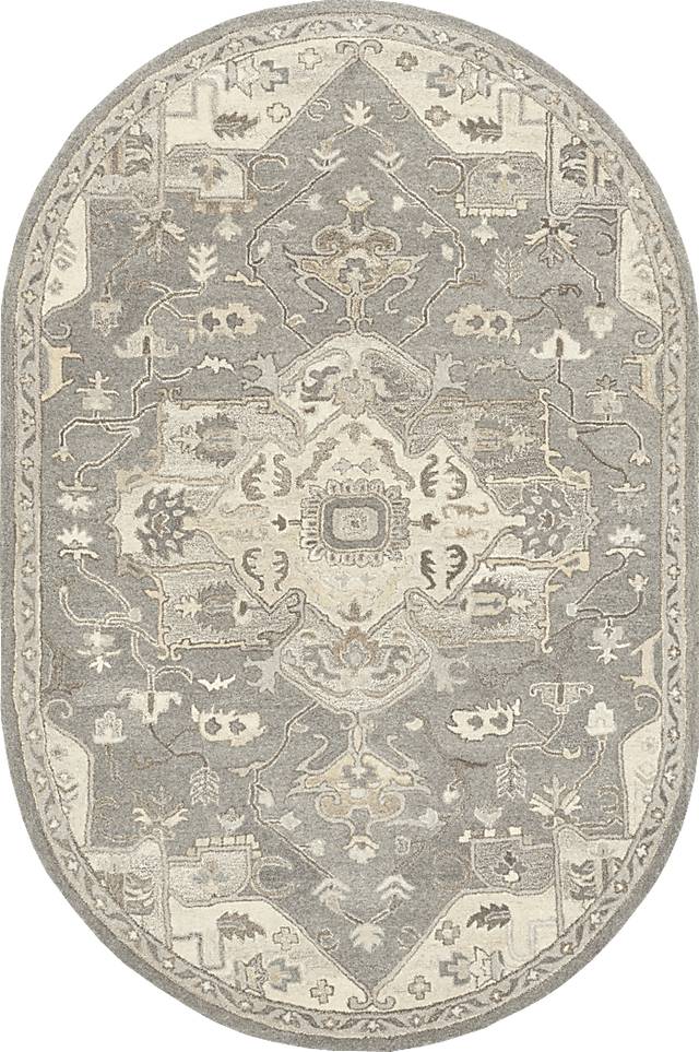 Belinera V Beige 6' x 9' Oval Rug - Thumbnail - Image 1