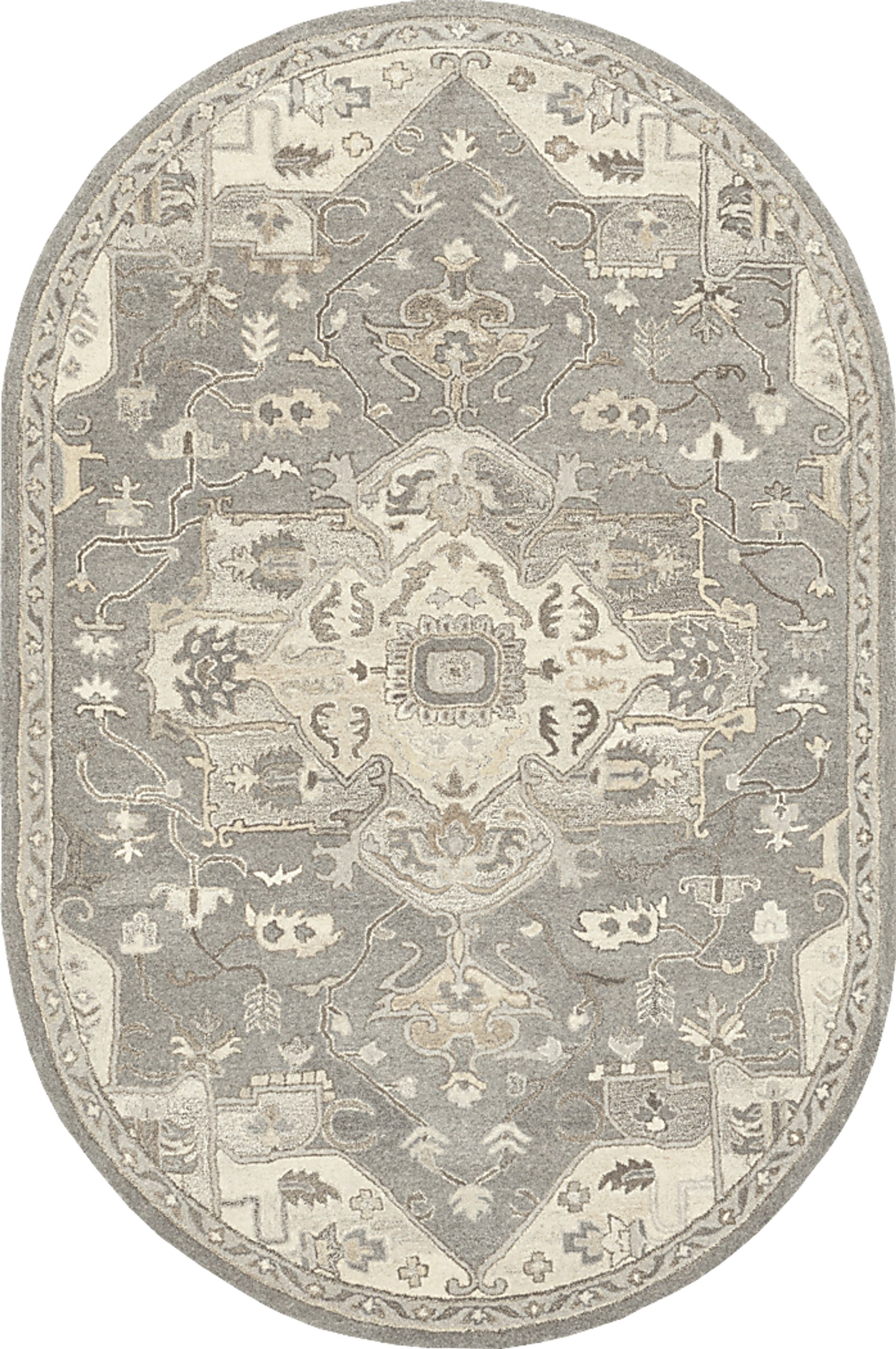 Belinera V Beige 6' x 9' Oval Rug - Image 1