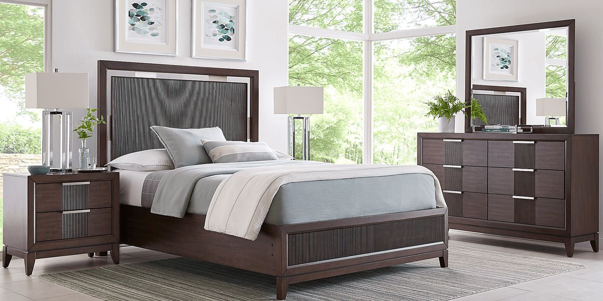 Bellante 5 Pc Brown Dark Wood Queen Bedroom Set - Rooms To Go