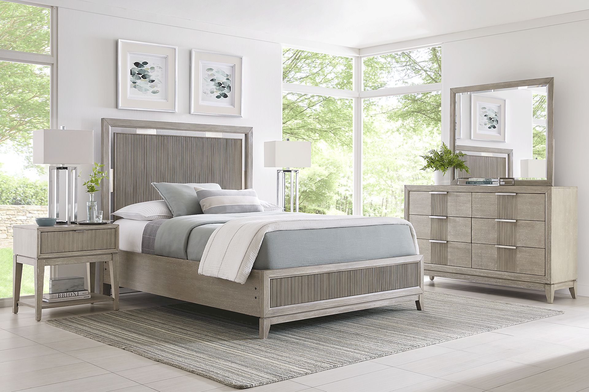 Bellante Gray 3 Pc King Panel Bed with Storage - Image 2