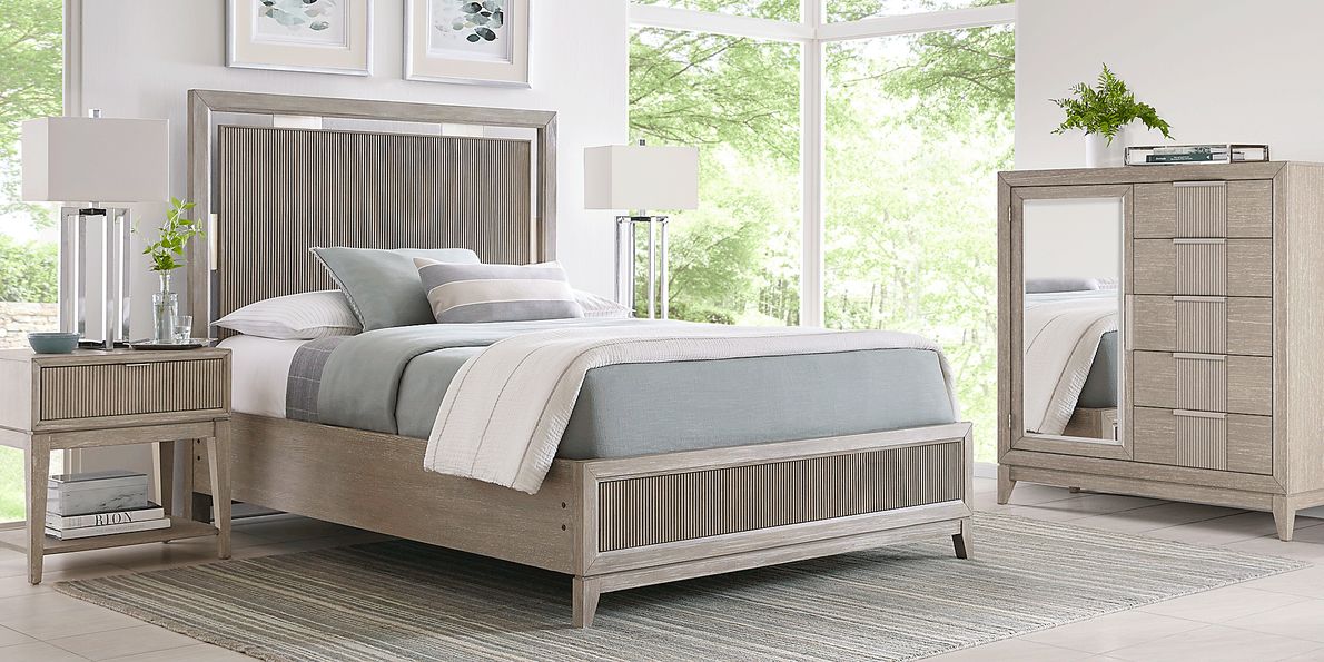 Bellante 5 Pc Gray King Bedroom Set With 3 Pc King Panel Bed, One ...