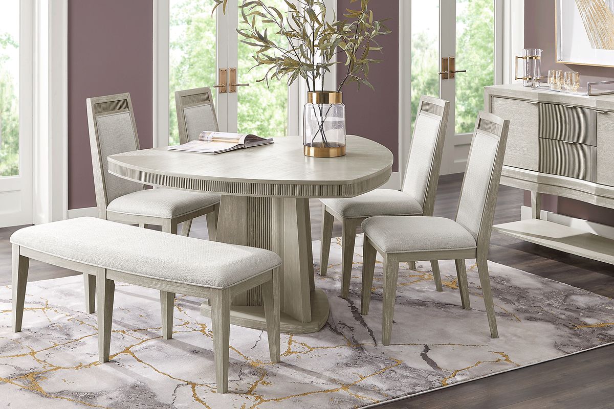 Bellante 5 Pc Gray Dining Room Set With Dining Table, Side Chair, Bench ...