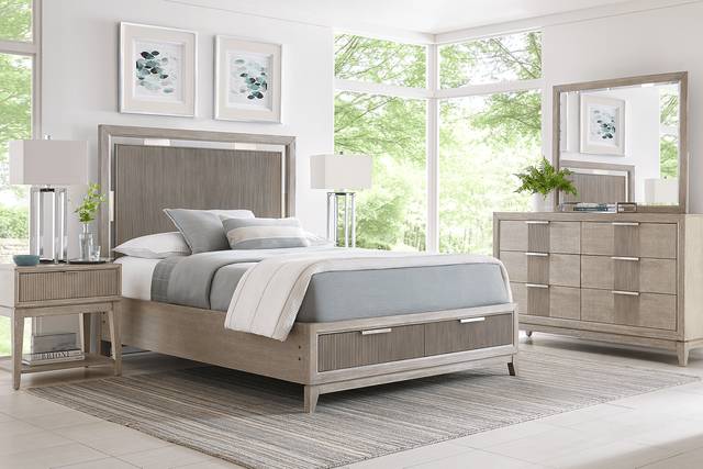 Bellante Gray 7 Pc Queen Panel Bedroom with Storage - Thumbnail - Image 1