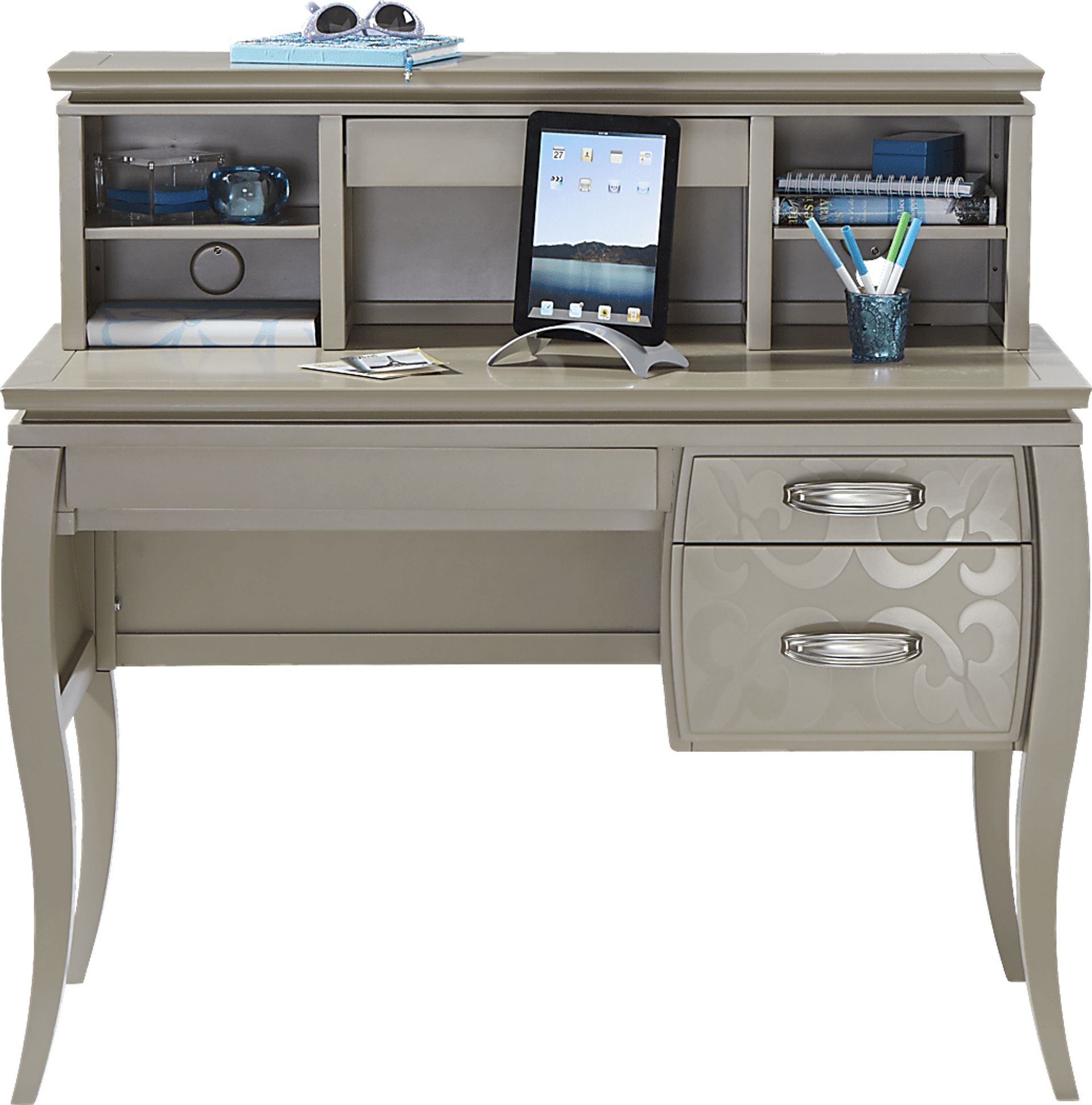 Belle Noir Champagne Desk & Hutch - Image 1