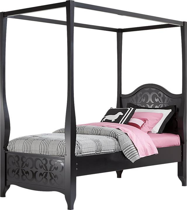 Belle Noir Dark Merlot 4 Pc Full Canopy Bed - Thumbnail - Image 1