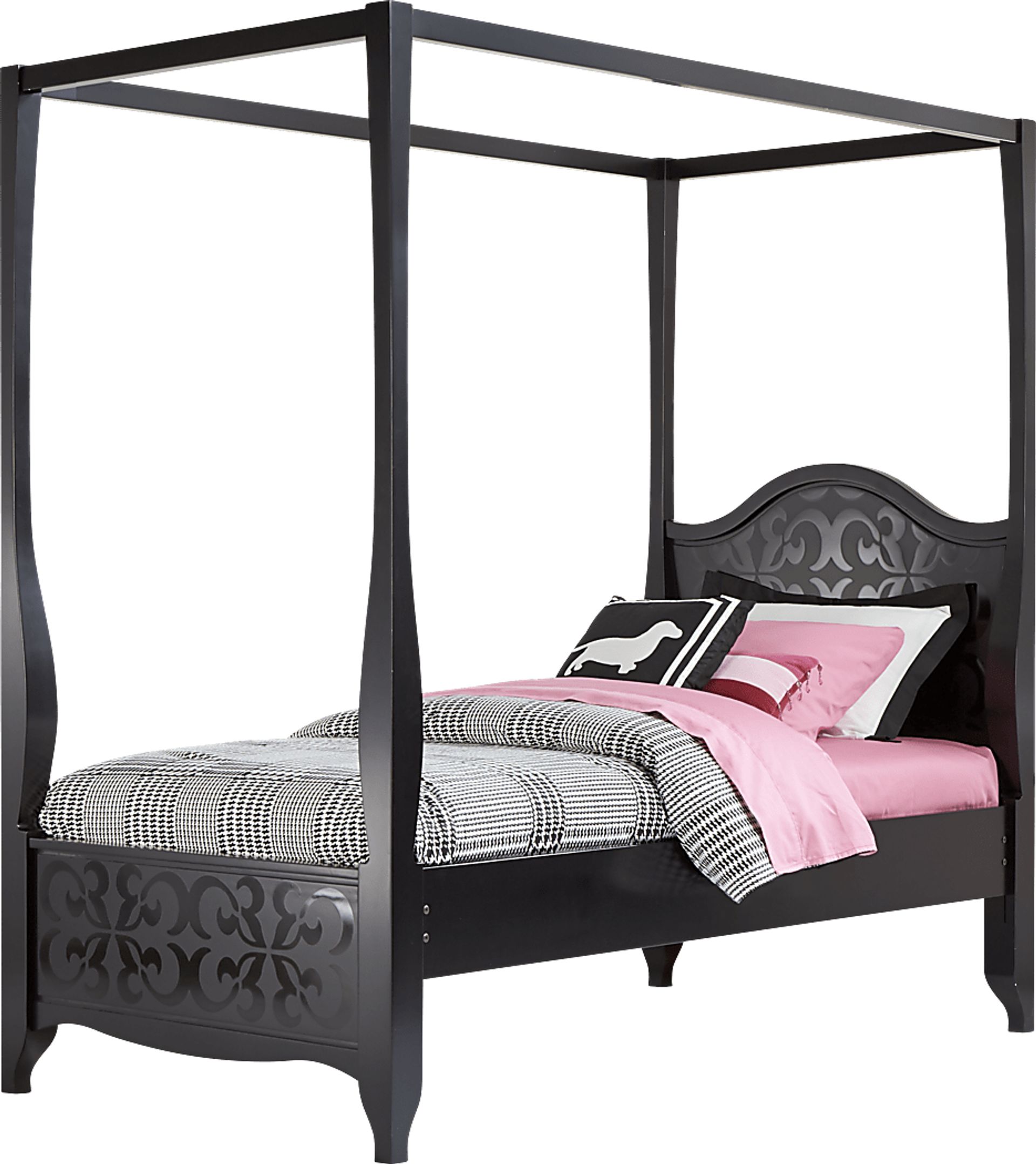 Belle Noir Dark Merlot 4 Pc Full Canopy Bed - Image 1
