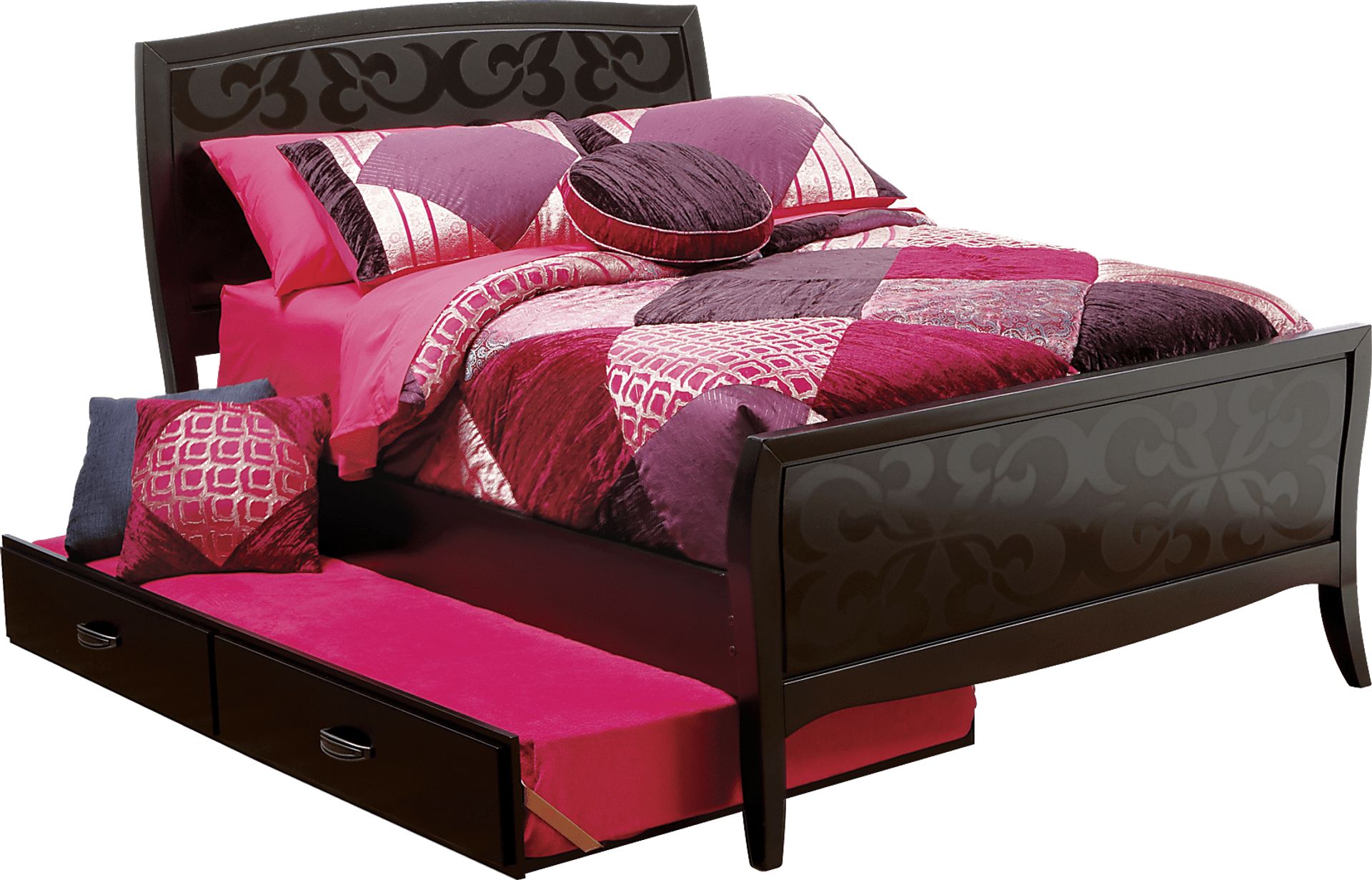Belle Noir Dark Merlot 4 Pc Twin Bed w/Trundle - Image 1