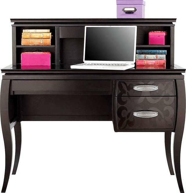 Belle Noir Dark Merlot Desk with Hutch - Thumbnail - Image 1