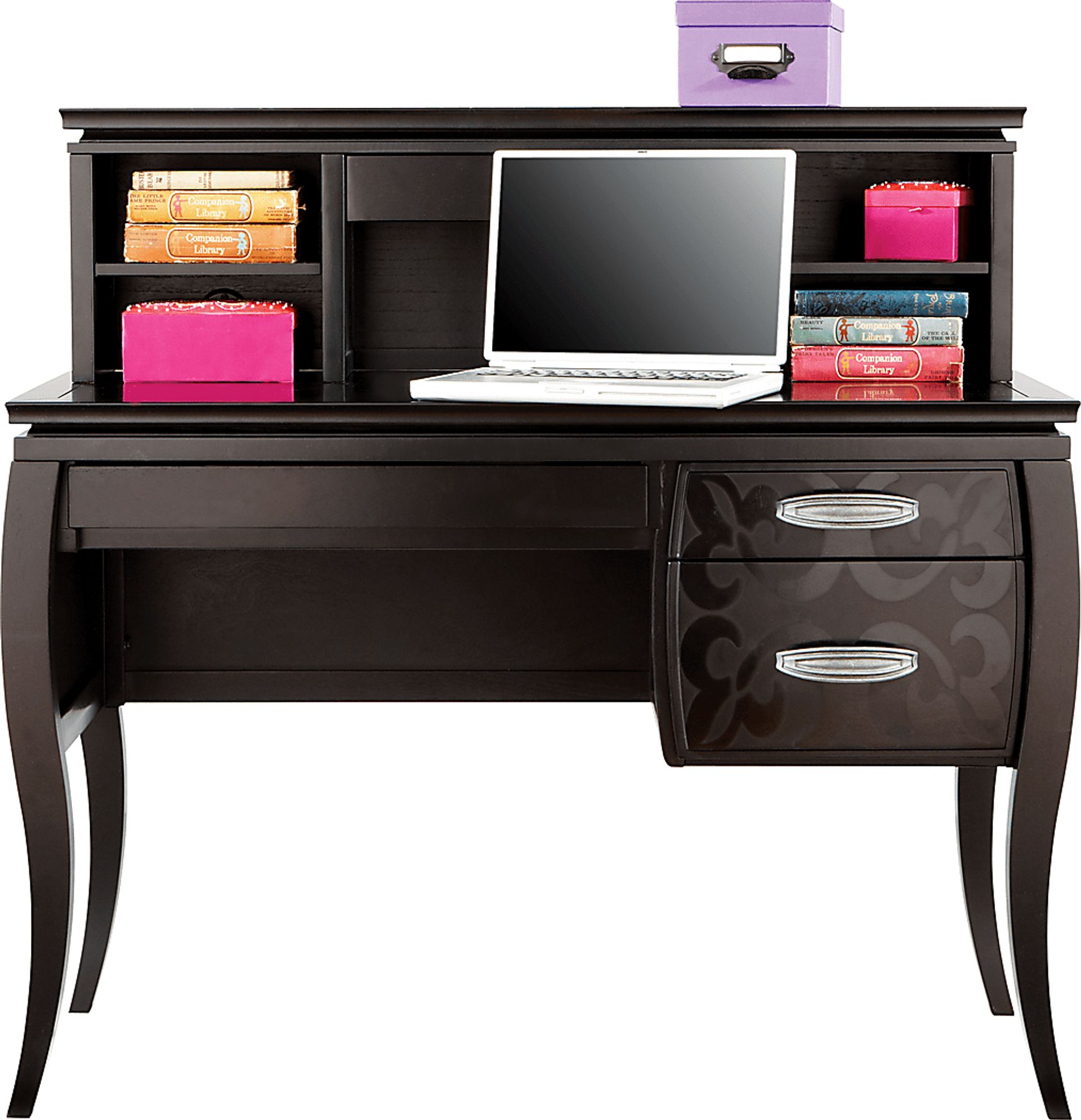 Belle Noir Dark Merlot Desk with Hutch - Image 1