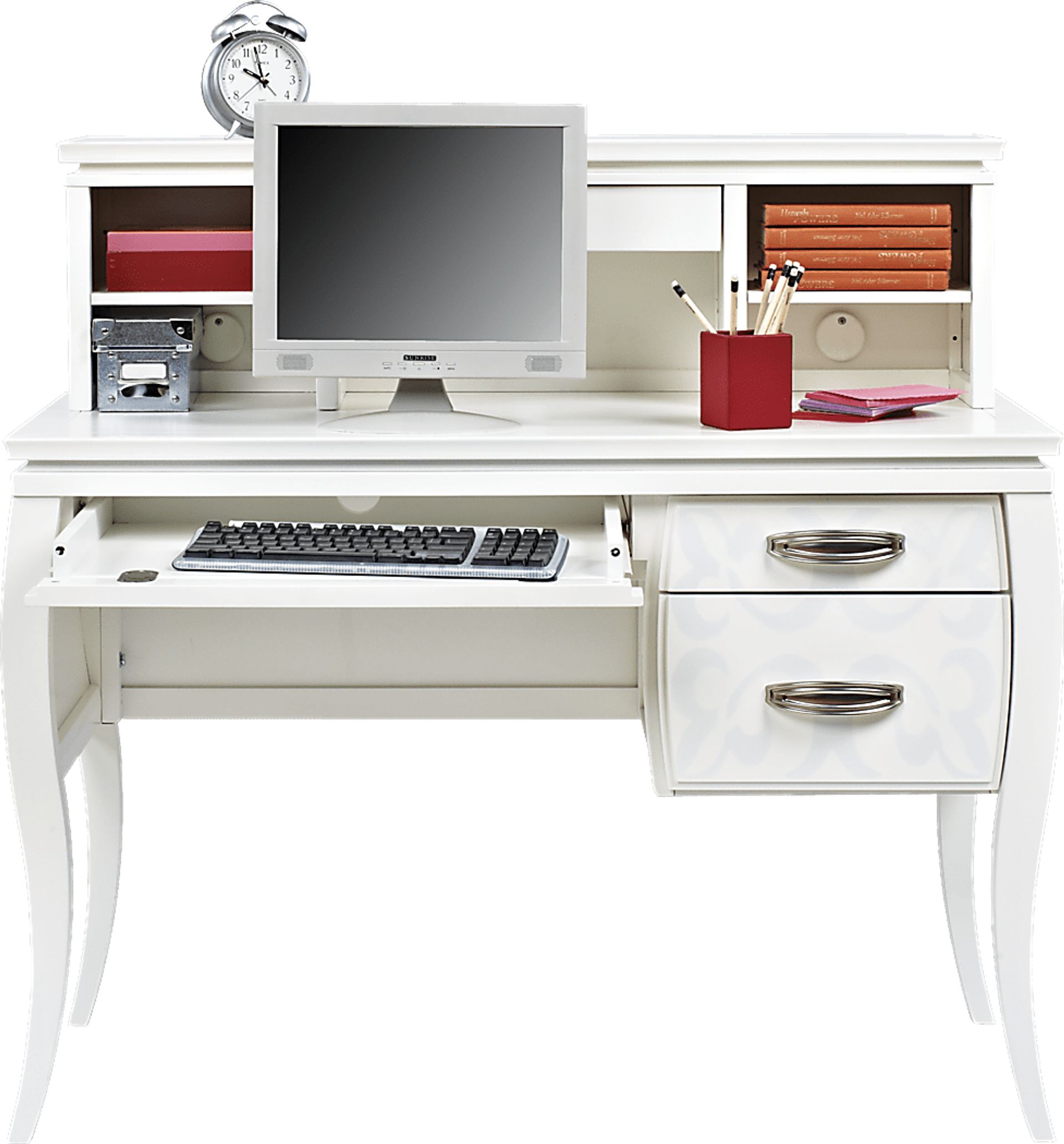 Belle Noir White Desk and Hutch - Image 1