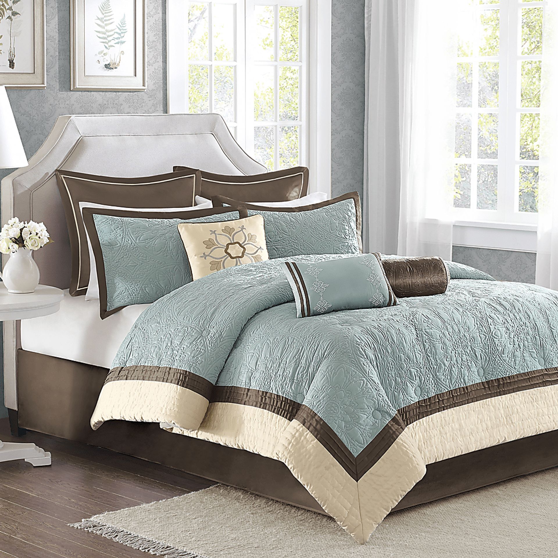 Bellecastle Blue 9 Pc King Comforter Set - Image 2