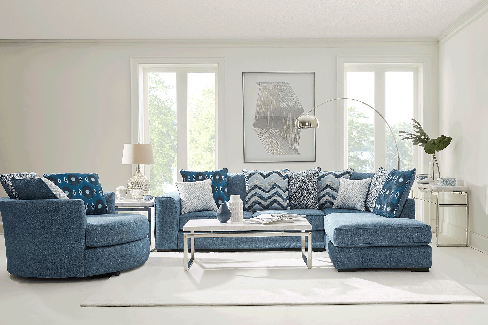 Bellehurst Blue 5 Pc Sectional Living Room - Image 1