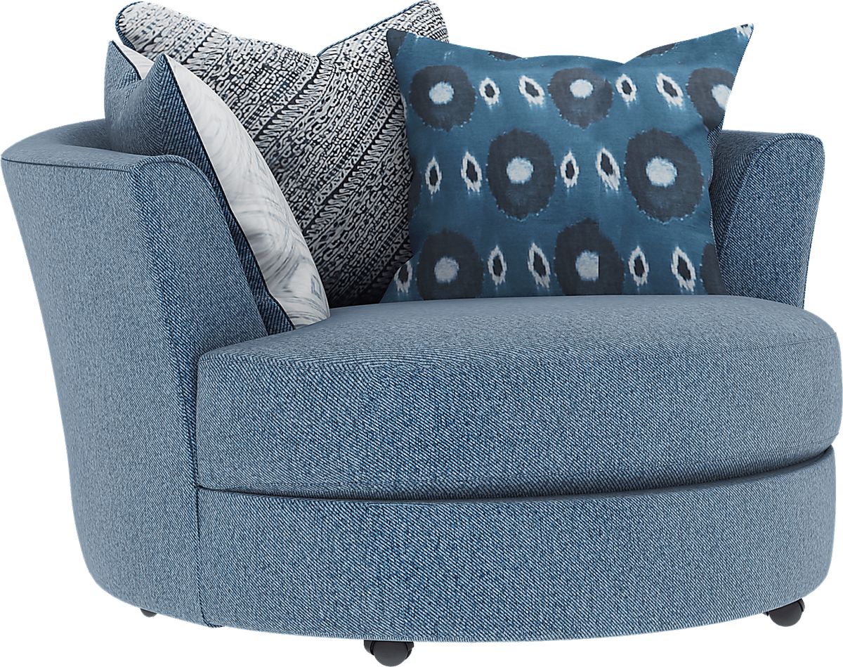 Bellehurst Blue Textured Swivel Chair | Rooms to Go