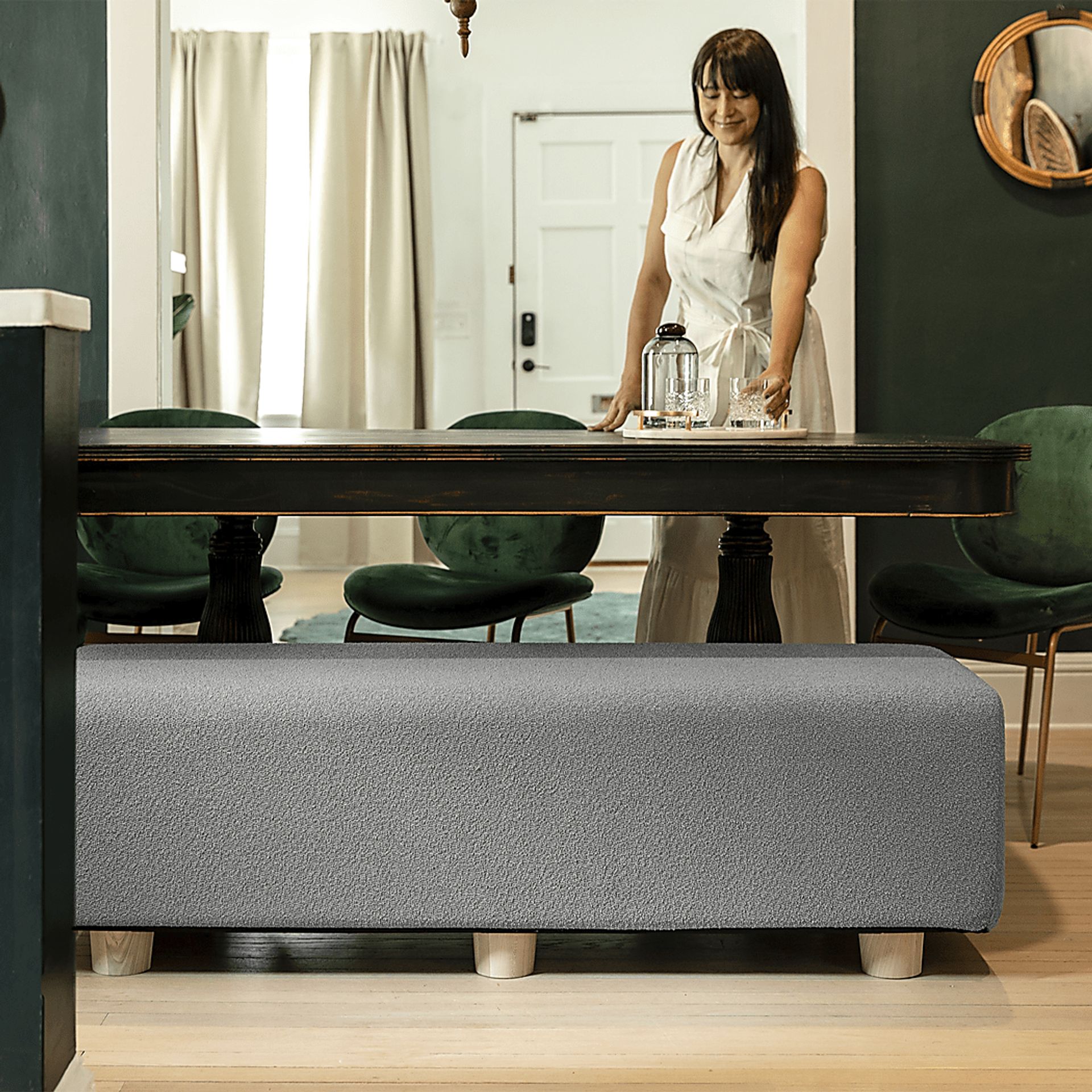 Bellemere Dark Gray King Bed Bench - Image 4