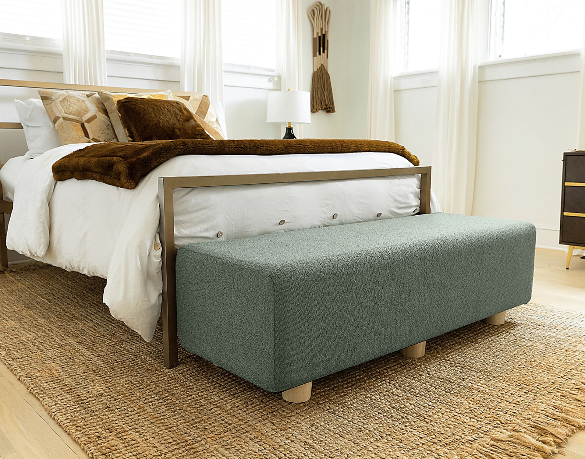 Bellemere Green Queen Bed Bench - Image 2