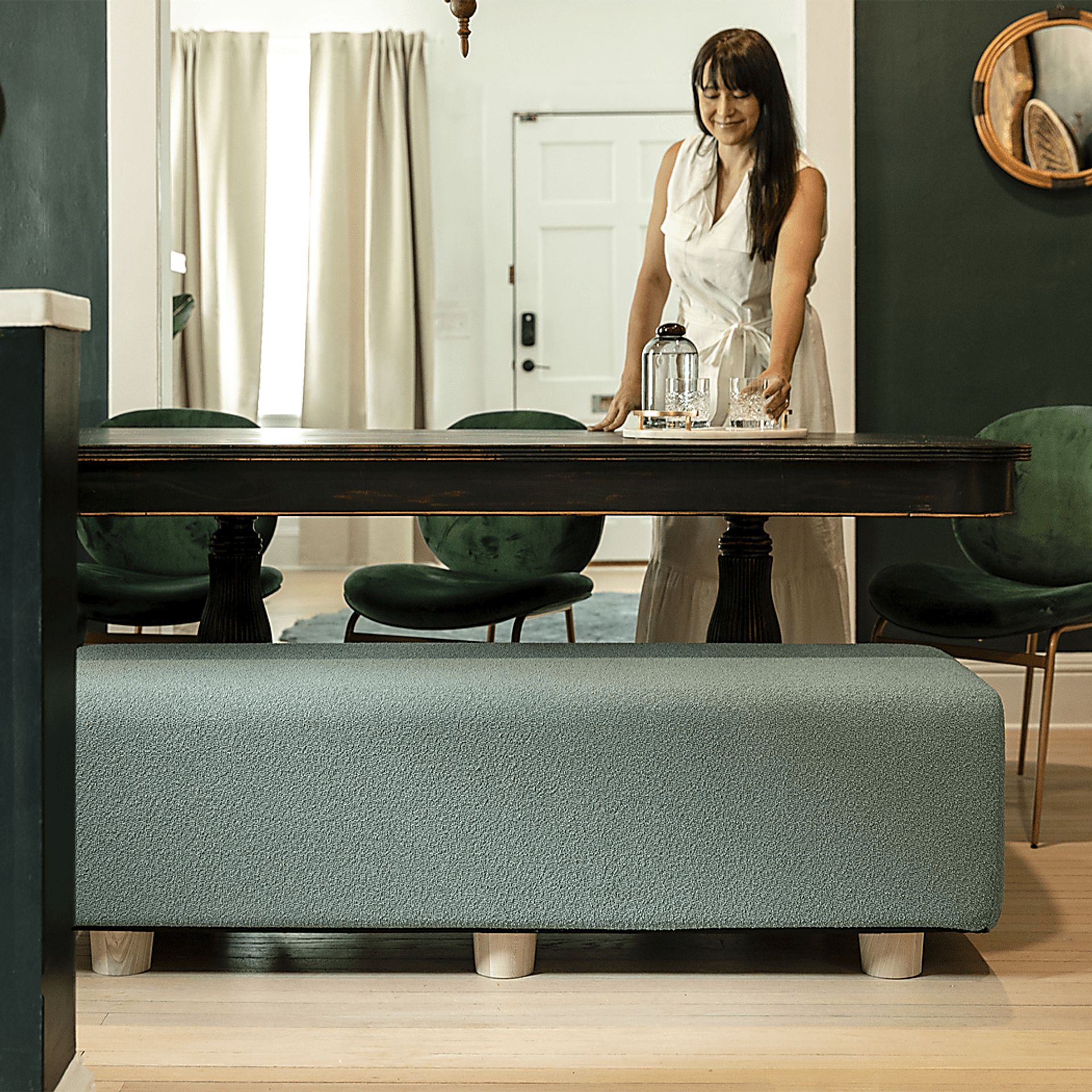Bellemere Green Queen Bed Bench - Image 4