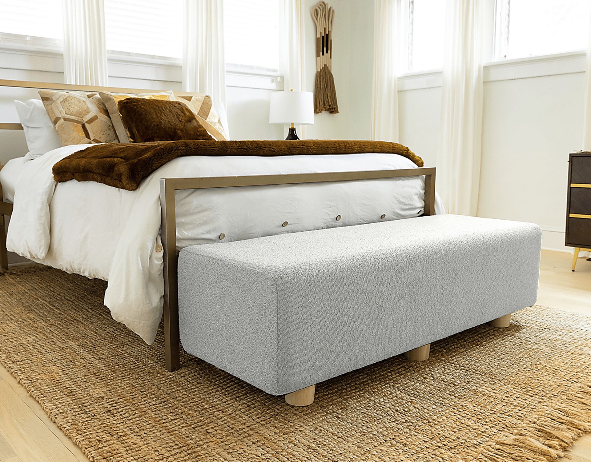 Bellemere Silver Queen Bed Bench - Image 2