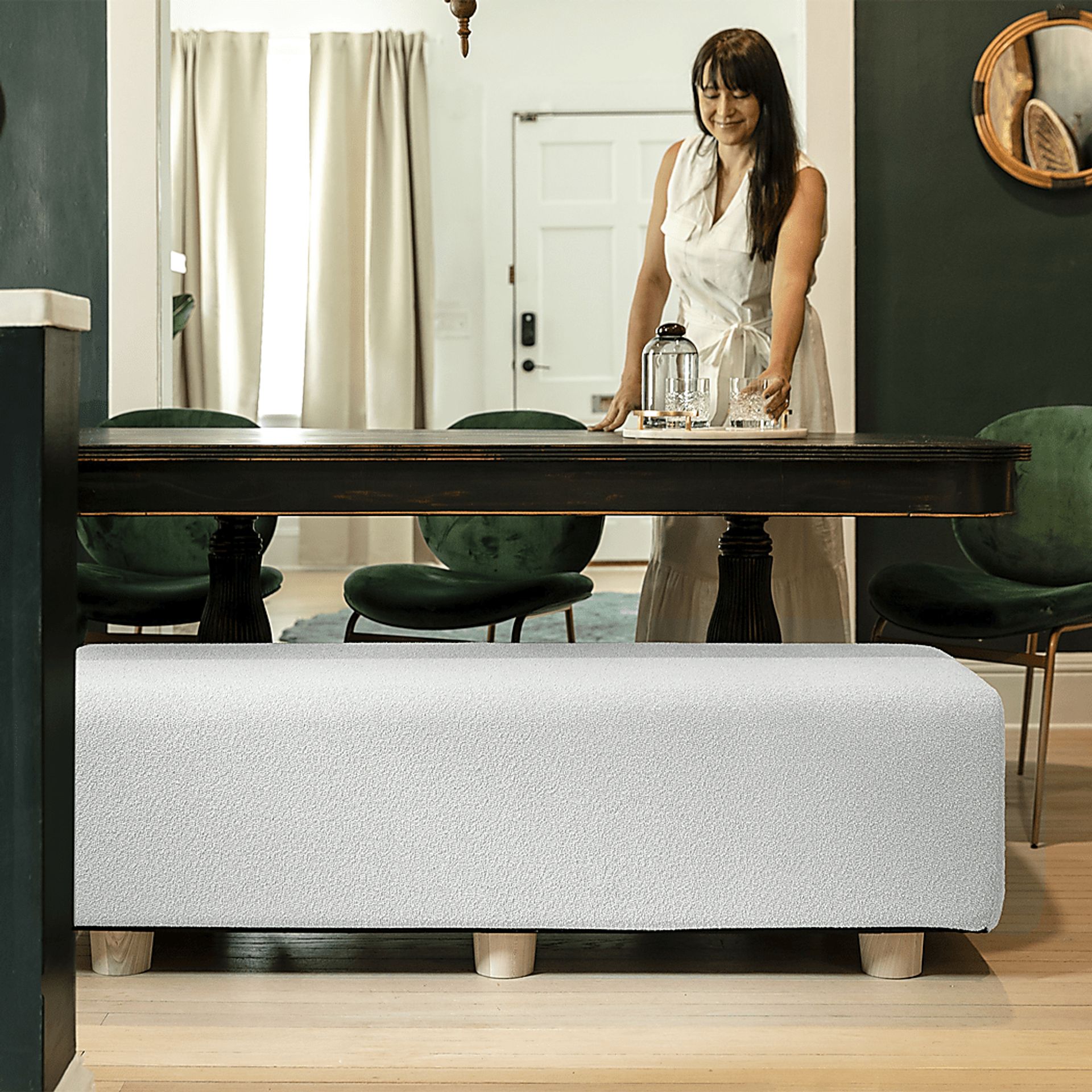 Bellemere White Queen Bed Bench - Image 4