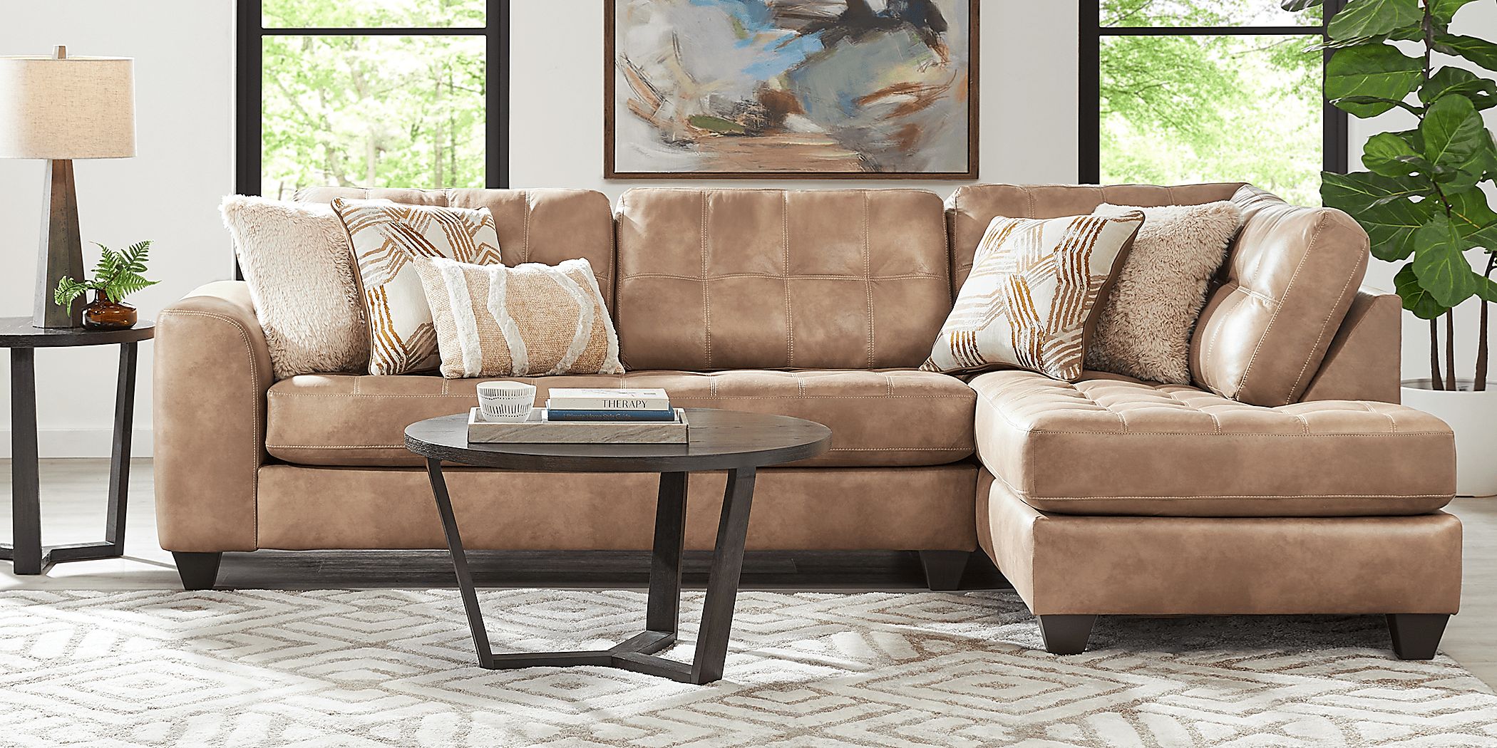 Camel colored sectional discount